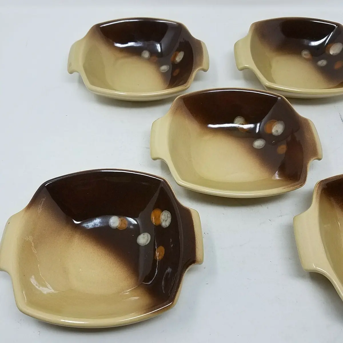 Astral Pattern Philippe Lambert De Beauce Canada Pottery China Square Bowls 70S 2