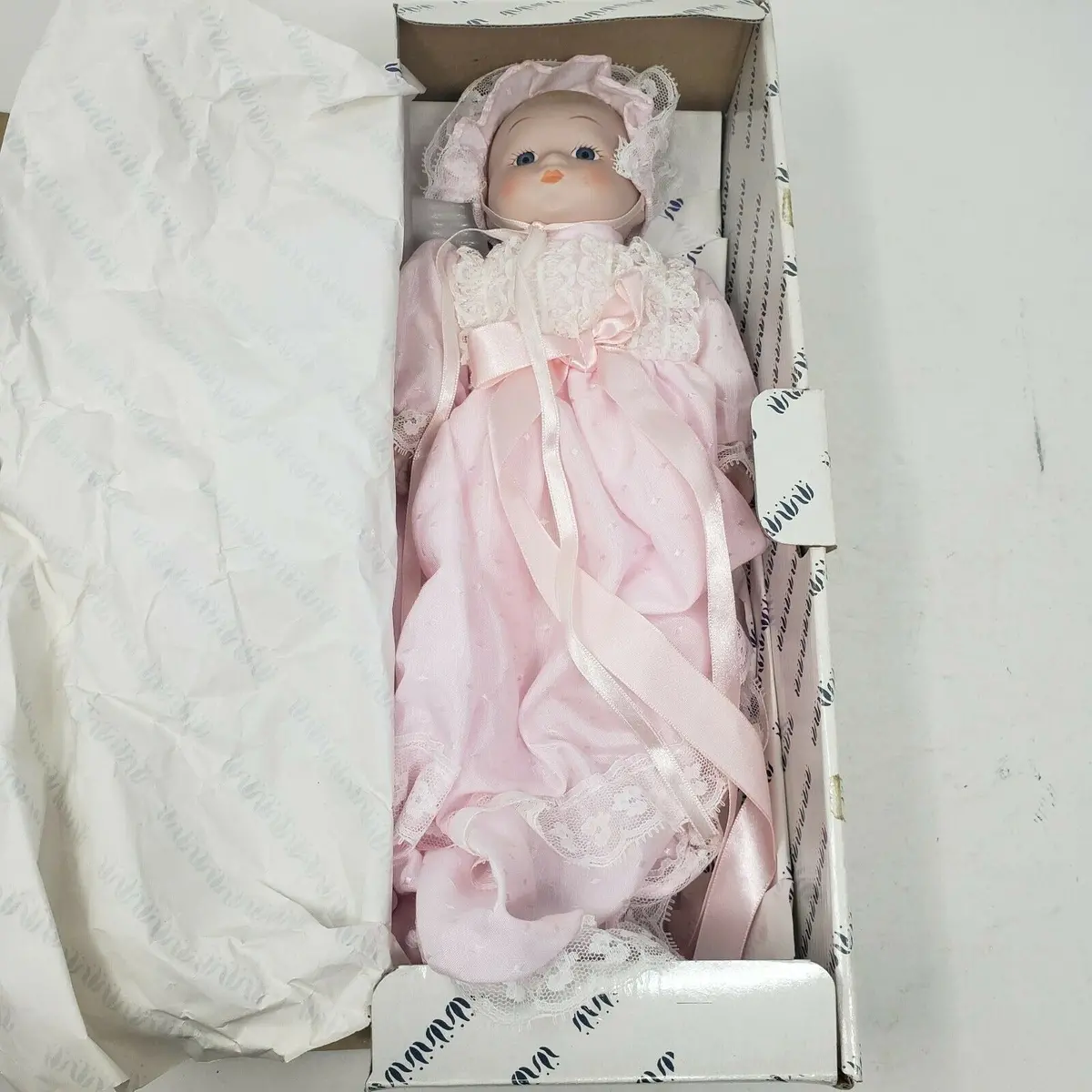 Vintage Pink Christening Gown Baby Girl Porcelain Doll Dpb 1
