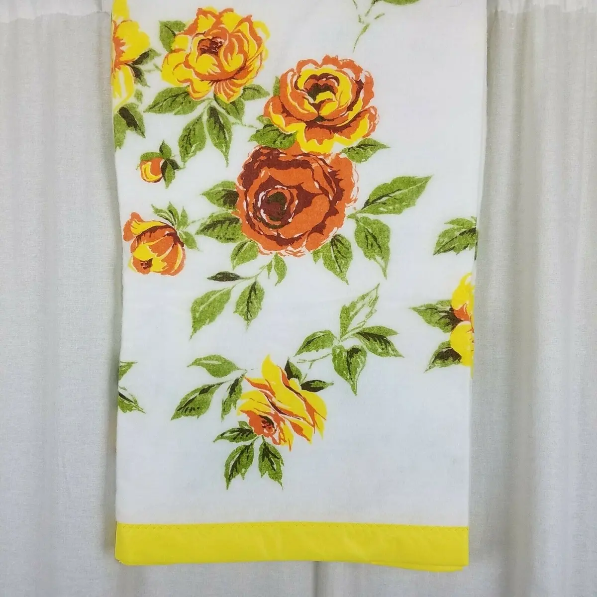 Vintage Satin Trim Antique Roses Print Thermal Polyester Blanket 76”X90” Yellow 1
