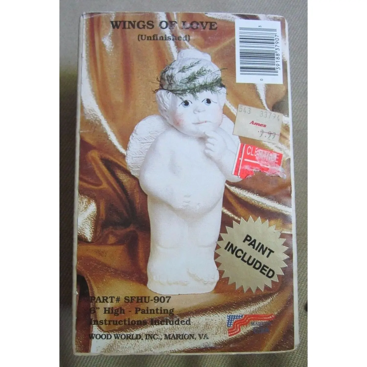 Vintage Wood World Paintable Wings Of Love Unfinished Meekness Cherub Usa 6 In 1