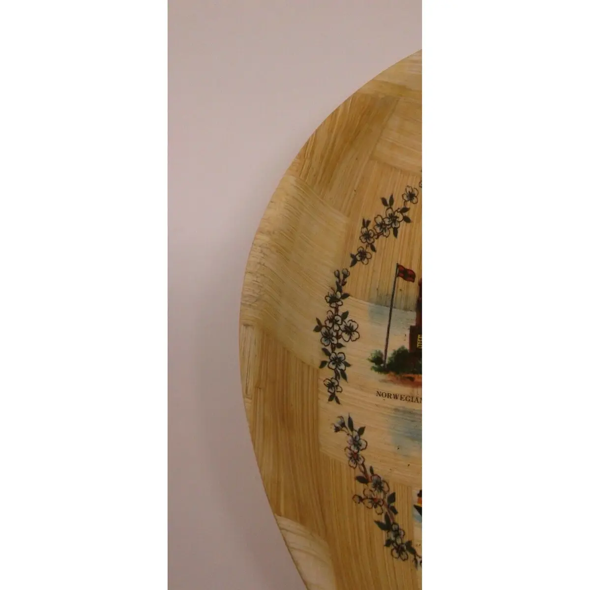 Vintage Virginia Beach Bamboo Bowls Souvenir Lighthouse Sailboat Flag Convention 2