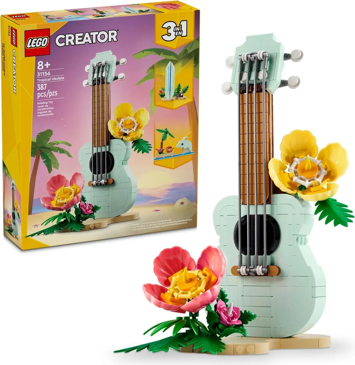 Lego Creator 3-In-1 - Tropical Ukulele, Dolphin, Surfboard - Building Set Toys (31156) Low Stock 1
