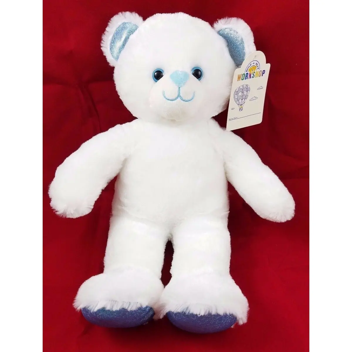 Nwt Build A Bear White & Blue Snow Hugs Bear Stuffed Full Size Plush Christmas 1