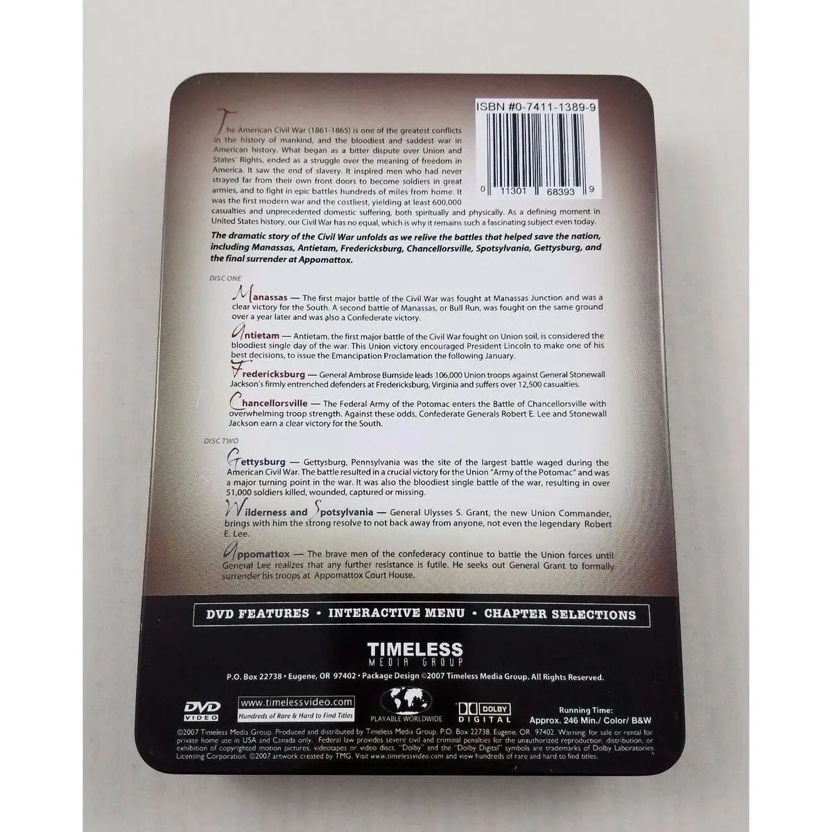 Civil War Battlefields 2 Dvd Box Set Gettysburg Educational Collectors Tin 2