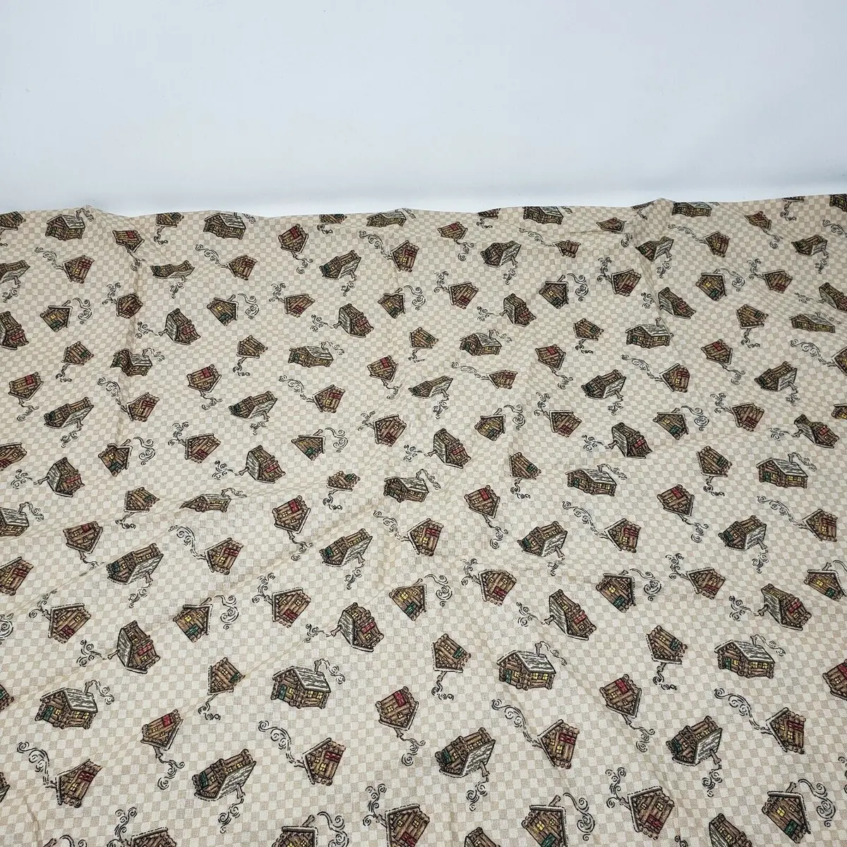 Textile Arts & Film Small Checked Log Cabin Cotton Fabric Woven .75 Yards Woods 1