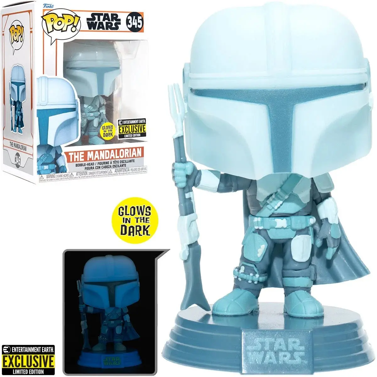 Funko Pop! Star Wars #345 - The Mandalorian Hologram (Glows-In-The-Dark) Vinyl Figure (60654) Last One! 1