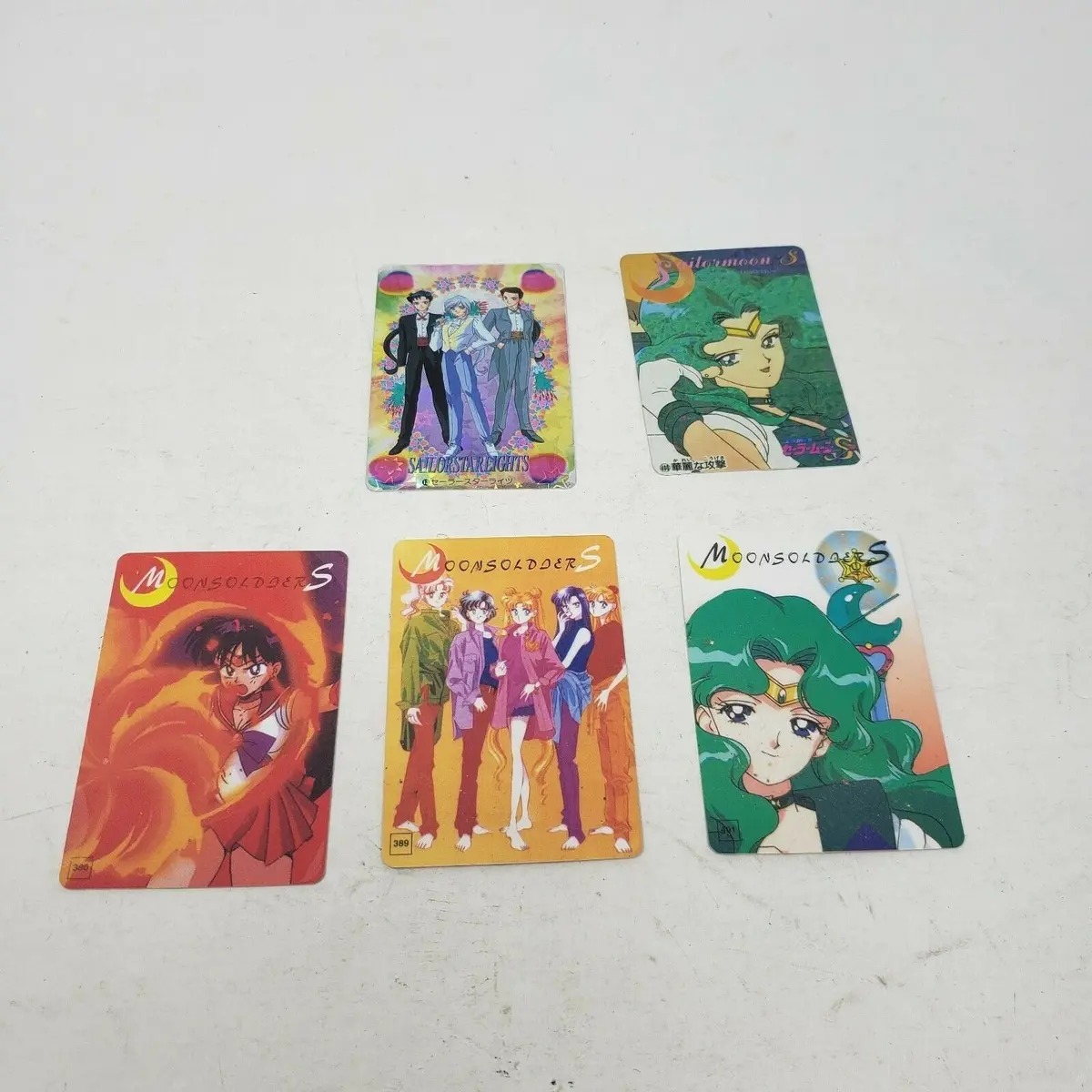 Sailor Moon Lot Of 5 Japanese Prism Holo Trading Cards Textured Thick Men Man 1