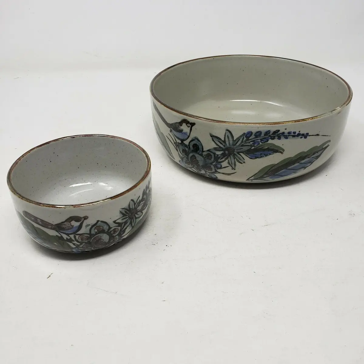 Tonala Mexico Folk Art Pottery Serving Bowl Ken Edwards Blue Birds Vintage Lot 2 1