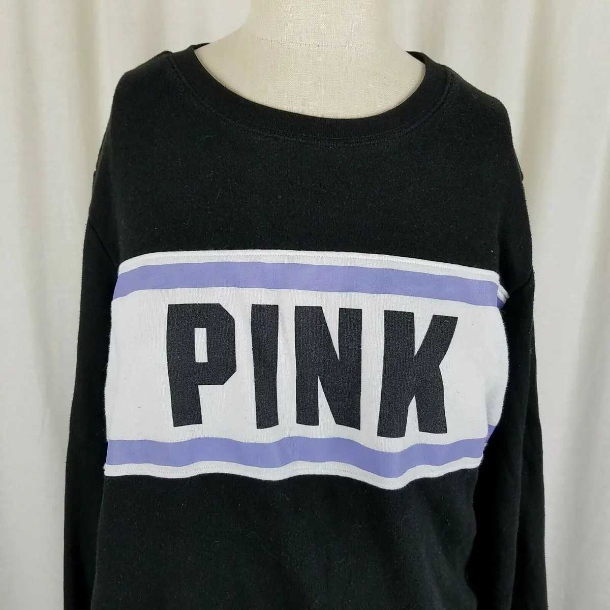 Pink Victoria Secret Jersey Knit Pullover Crewneck Sweatshirt Sweater Womens L 2