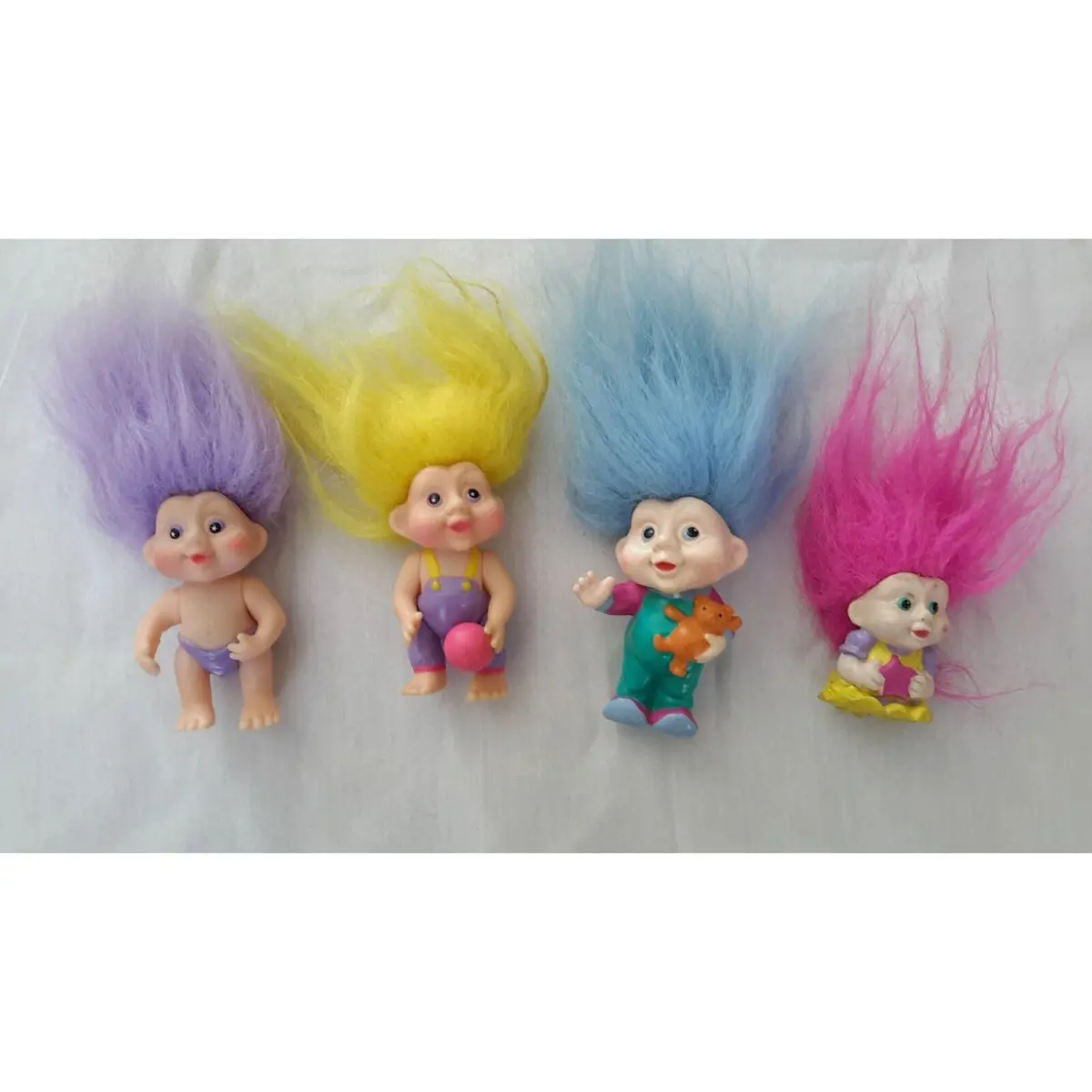 Lot 4 1991 Magic Trolls Babies Dolls Applause Posable Movable Plastic Girls Boys 1