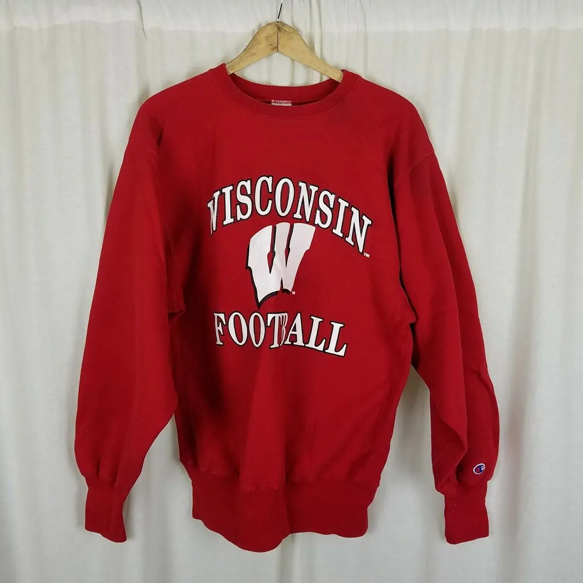 Vintage Reverse Weave Champion Wisconsin Football Red Sweatshirt Mens Xl Usa 1