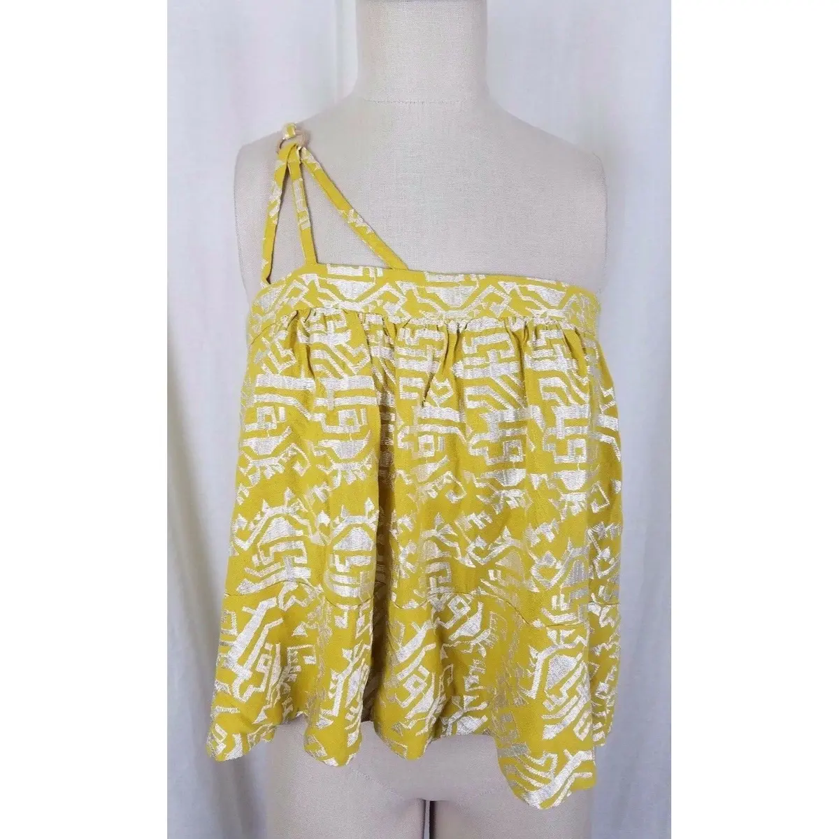 Nwt Anthropologie Floreat Metallic Sun-Etched Cami Top Tunic Tank Gold $78 M L 1