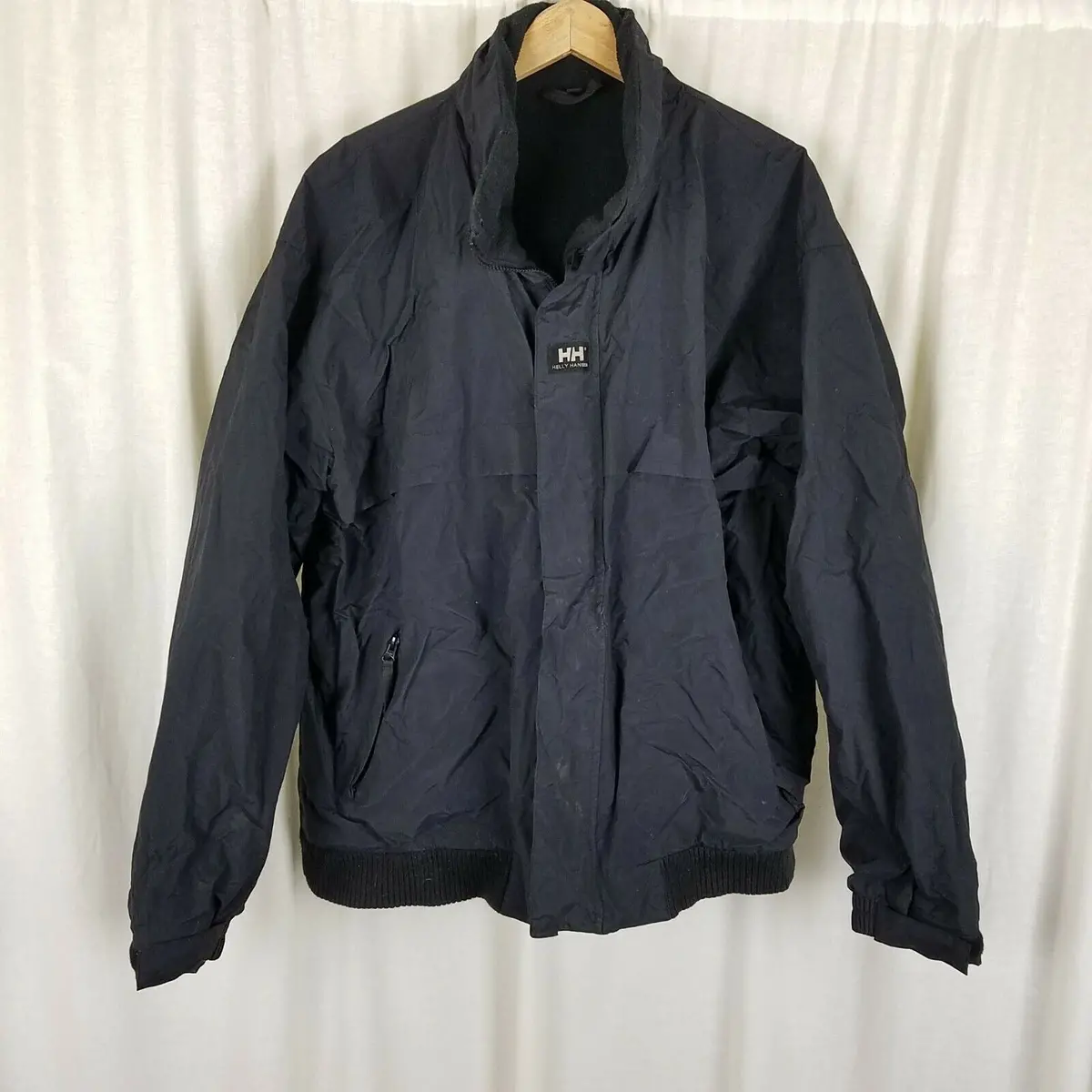 Helly Hansen Fleece Lined Nylon Rain Jacket Windbreaker Mens Xl Full Zip Up 1