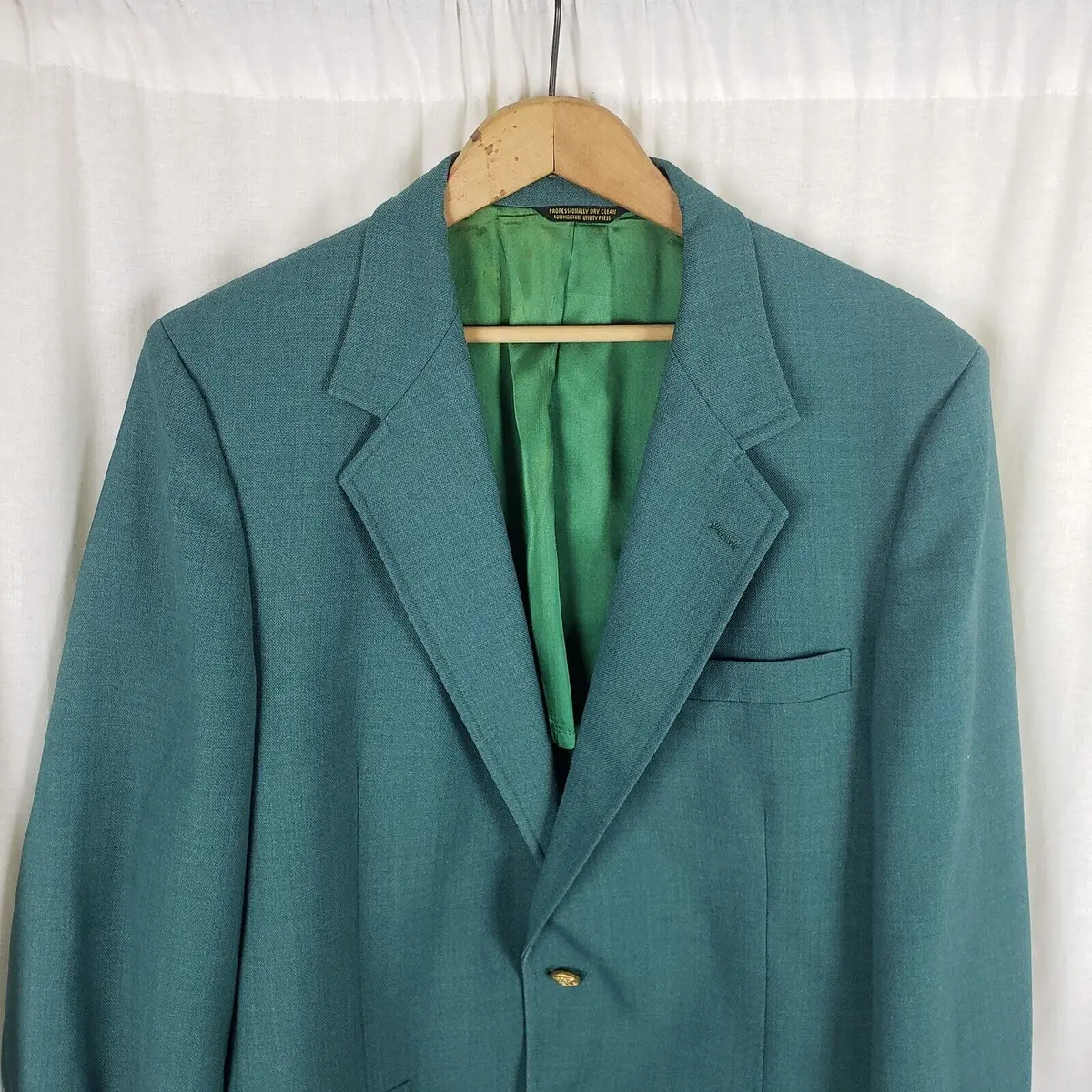 Vtg Palm Beach Turquoise Teal Woven Sport Coat Blazer Jacket Mens 44 Mid Century 2