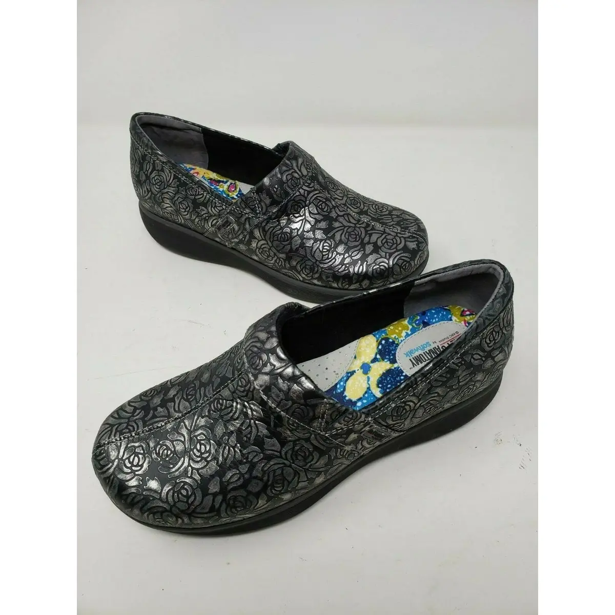 Softwalk Grey's Anatomy Meredith Black Metallic Leather Clogs Shoes Womens 6.5 M 1