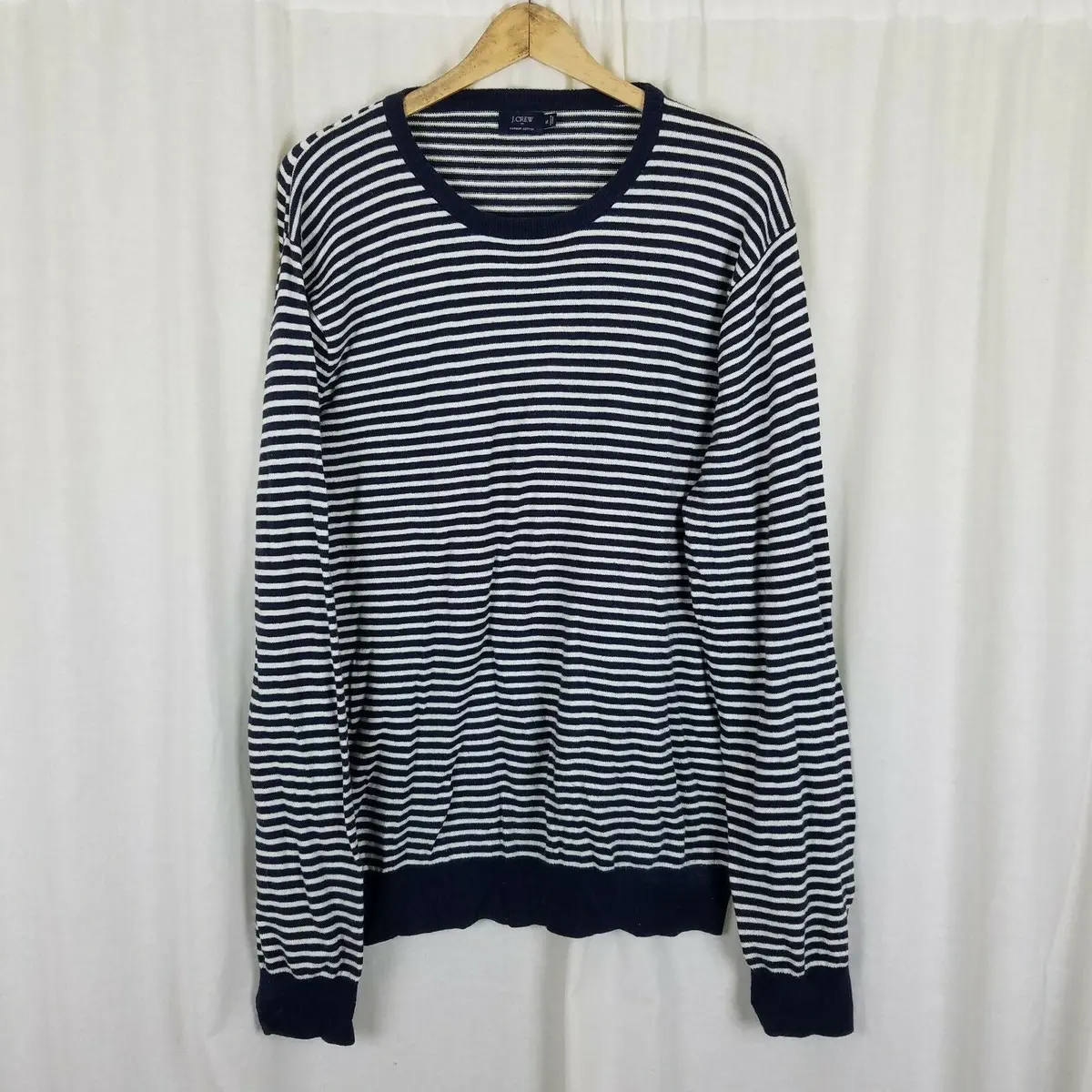 Jcrew Harbor Cotton Merino Wool Sailor Striped Crewneck Pullover Sweater Mens Xl 1