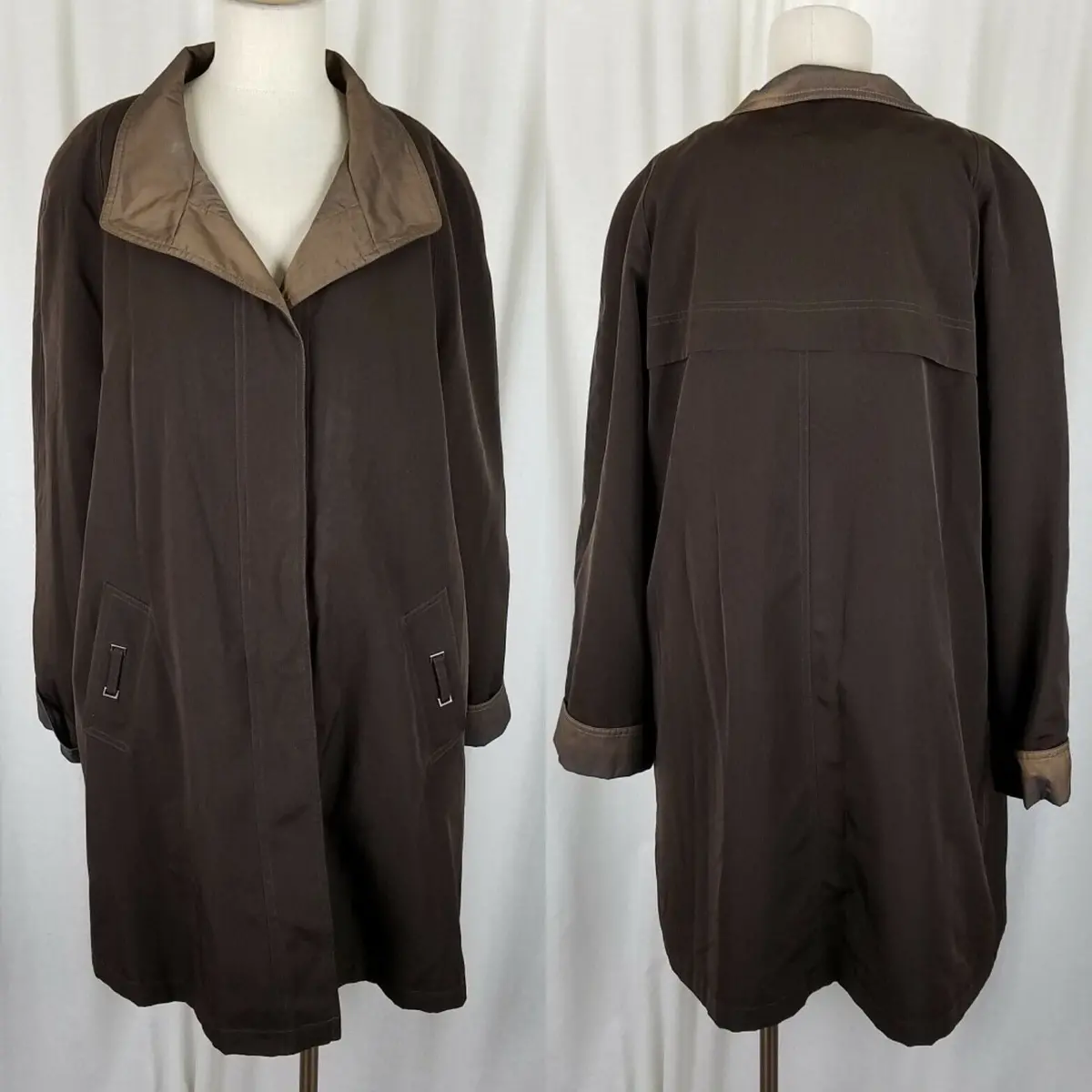 Gallery Petites Rain Trench Coat Long Maxi Womens Pl Removable Zip Out Liner 1