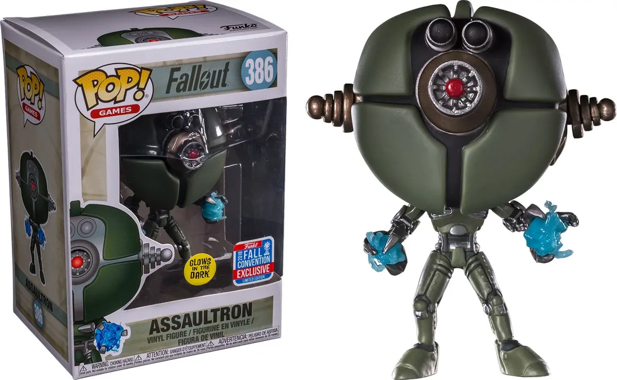 Funko Pop! Games #386 - Fallout - Assaultron (Glow In The Dark Convention Exclusive) Vinyl Figure 1