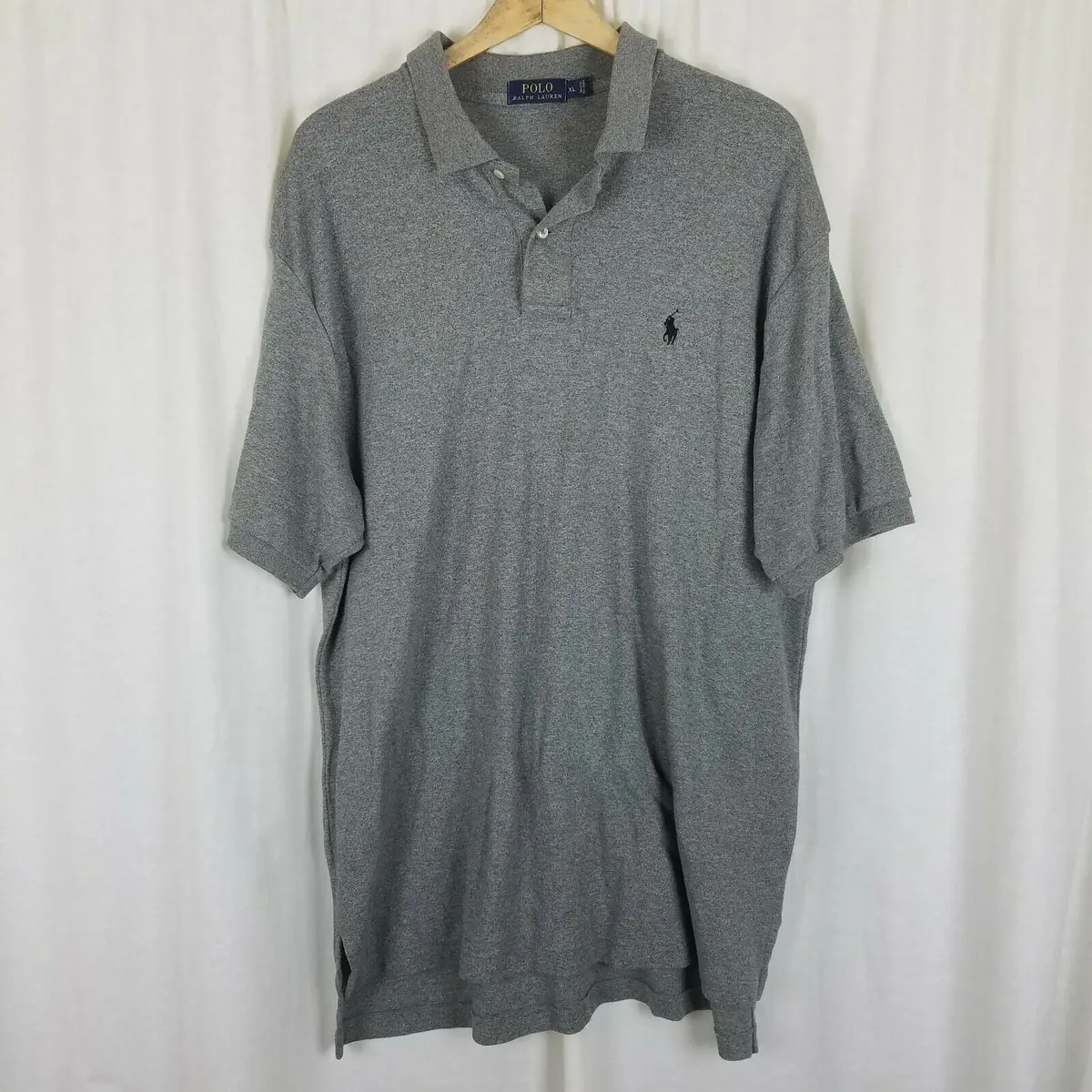 Polo Ralph Lauren Collared 1/4 Button Up Short Sleeve Shirt Mens Xl Heathered 1