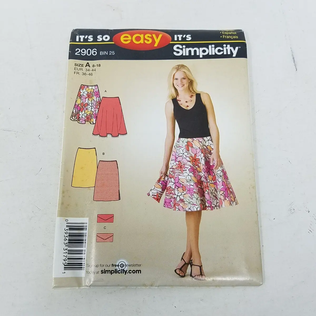 Simplicity Sewing So Easy Pattern Twirl Skirt 2906 Womens 8 10 12 14 16 18 Uncut 1