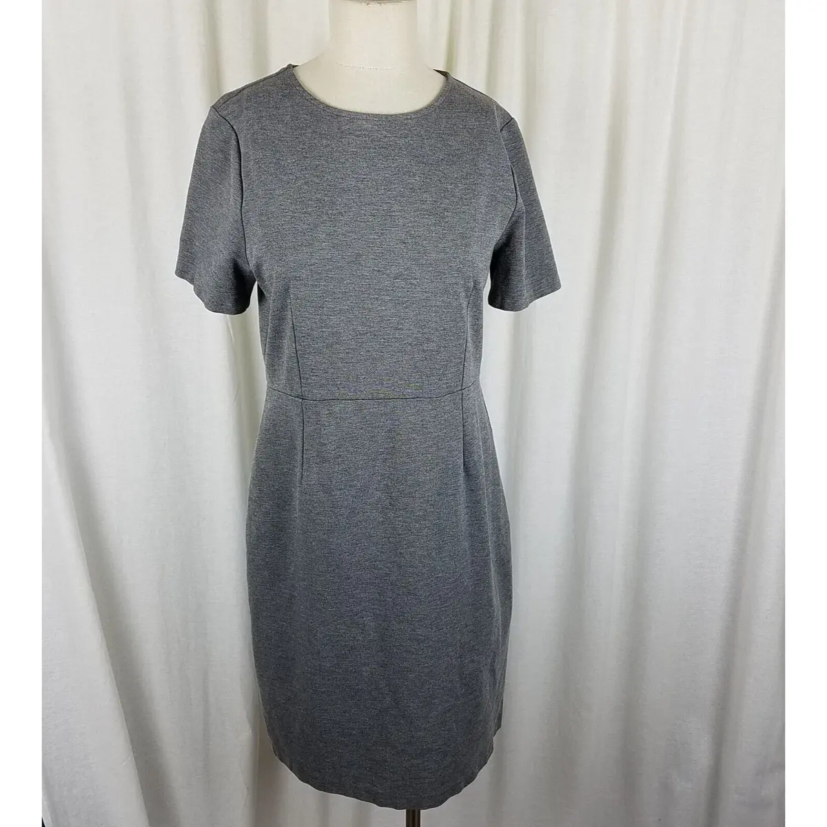 J.Crew Mercantile Weighted Jersey Knit Tunic Sheath Dress Womens 12 Heather Gray 1