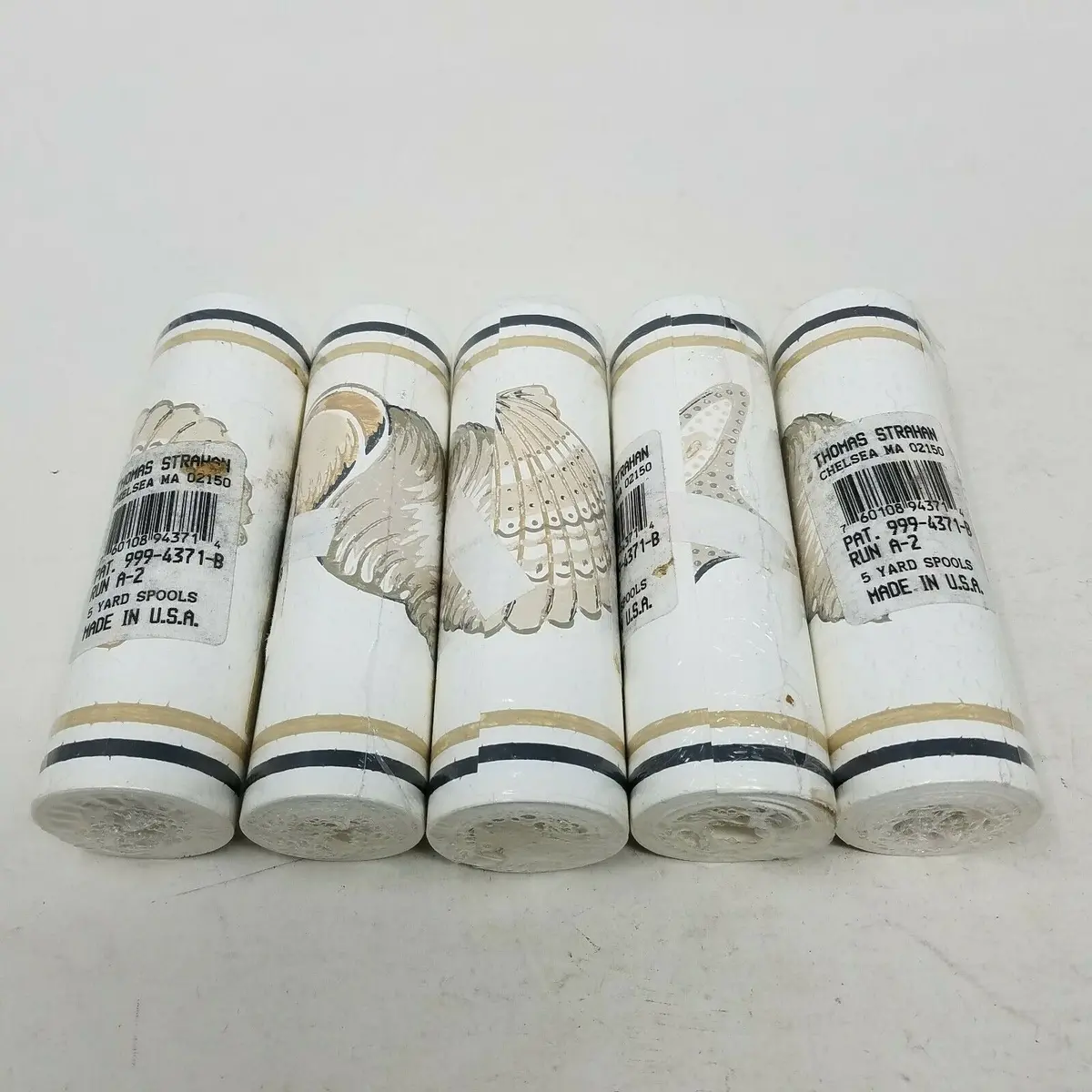Thomas Strahan Vintage Seashells Wallpaper Border Usa Taupe Blue 5 Rolls 5 Yds 1