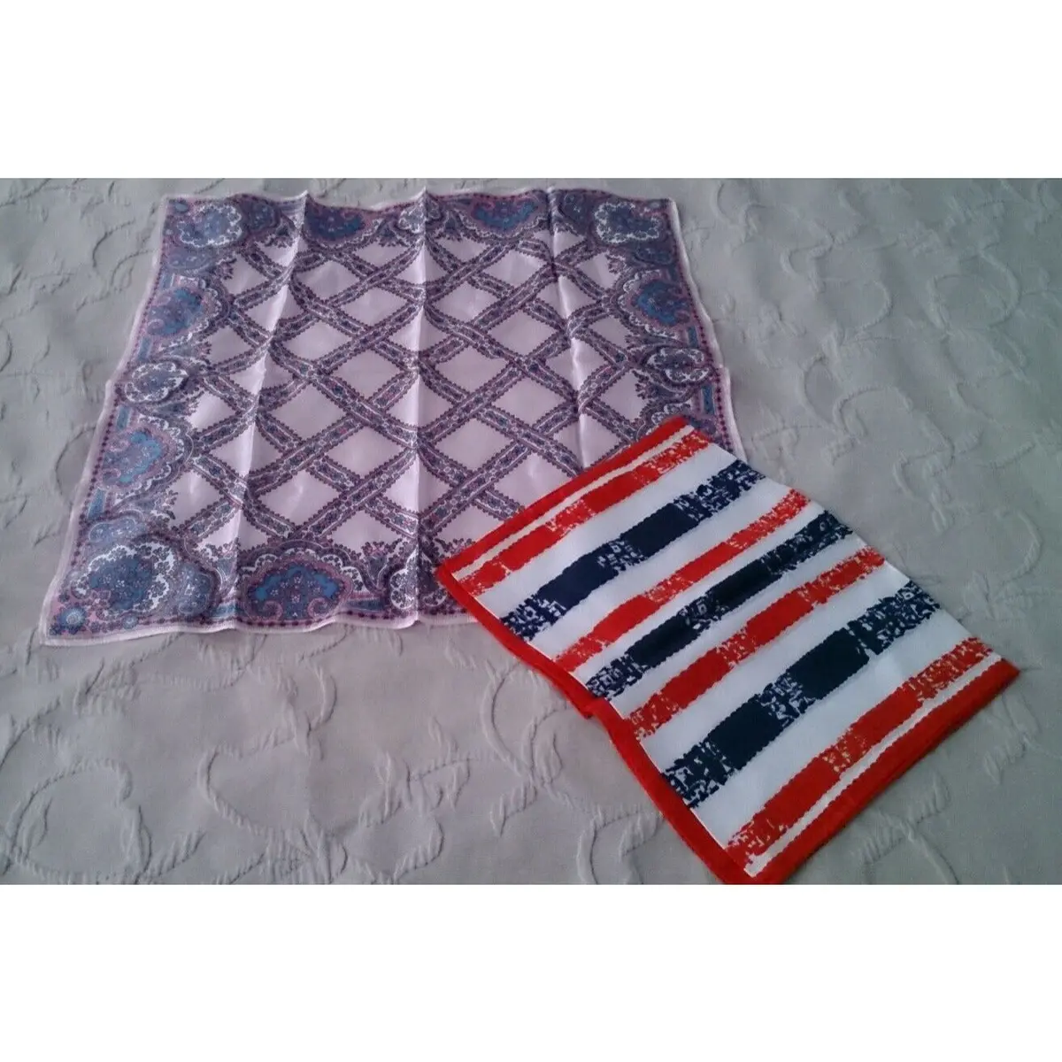 Lot Of 2 Vintage Glentex Satin Acetate Scarves Handkerchiefs Scarf Japan Mod 1