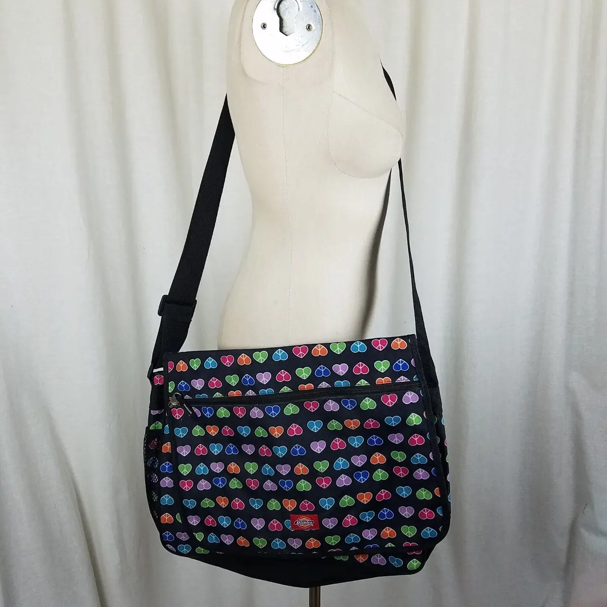 Dickies Rainbow Hearts Crossbody Flap Messenger Large Shoulder Bag Computer 1