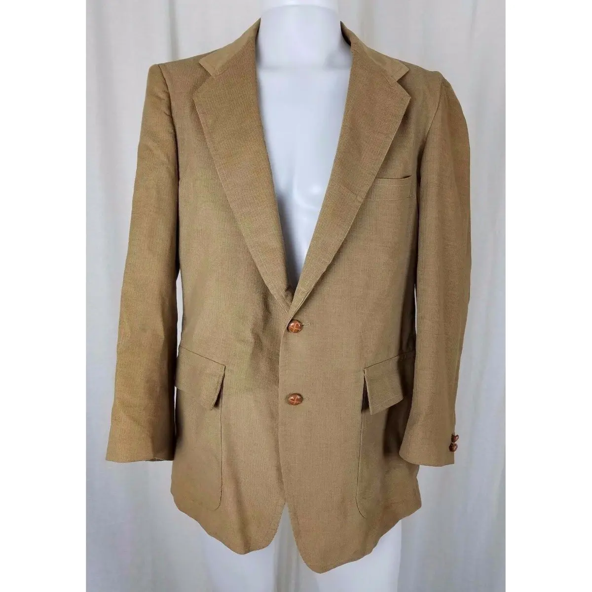 Vintage Napoleon Dynamite Style Camel Corduroy Sport Coat Blazer Jacket Mens 42 1