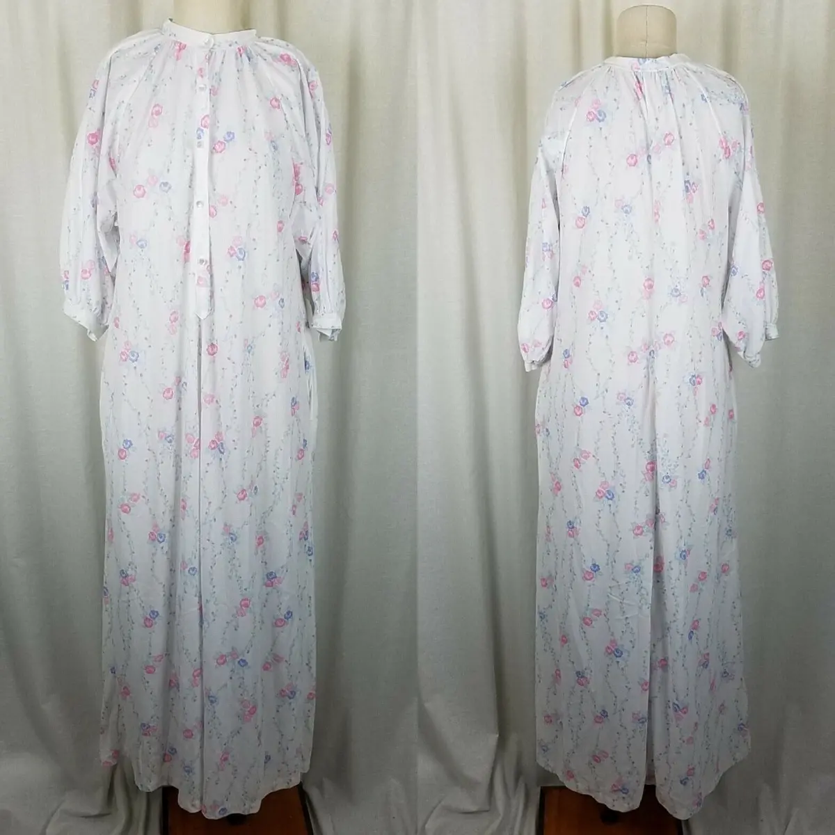 Vintage Sears Fashion Place Prairie Floral Flannel Nightgown Nightie Womens S 1