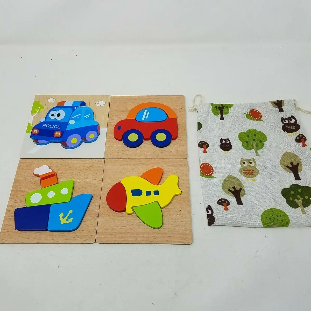 Wooden Toddler Puzzles Educational Learning Toys Boys Girls 4 Pack Montessori 1
