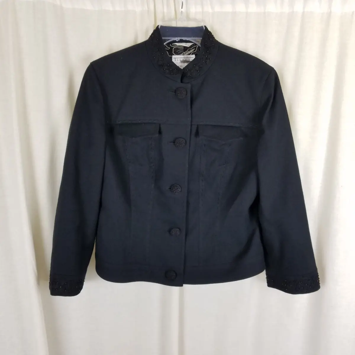Vintage Talbots Collection Italian Fabric Cotton Tuxedo Blazer Jacket Womens 8 1