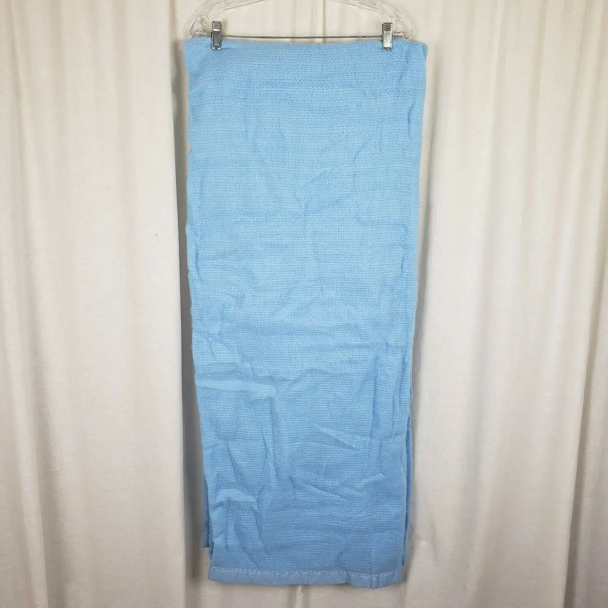 New Beacon Acrylic Thermal Blanket Waffle Weave Nylon Satin Trim Binding Vintage 1