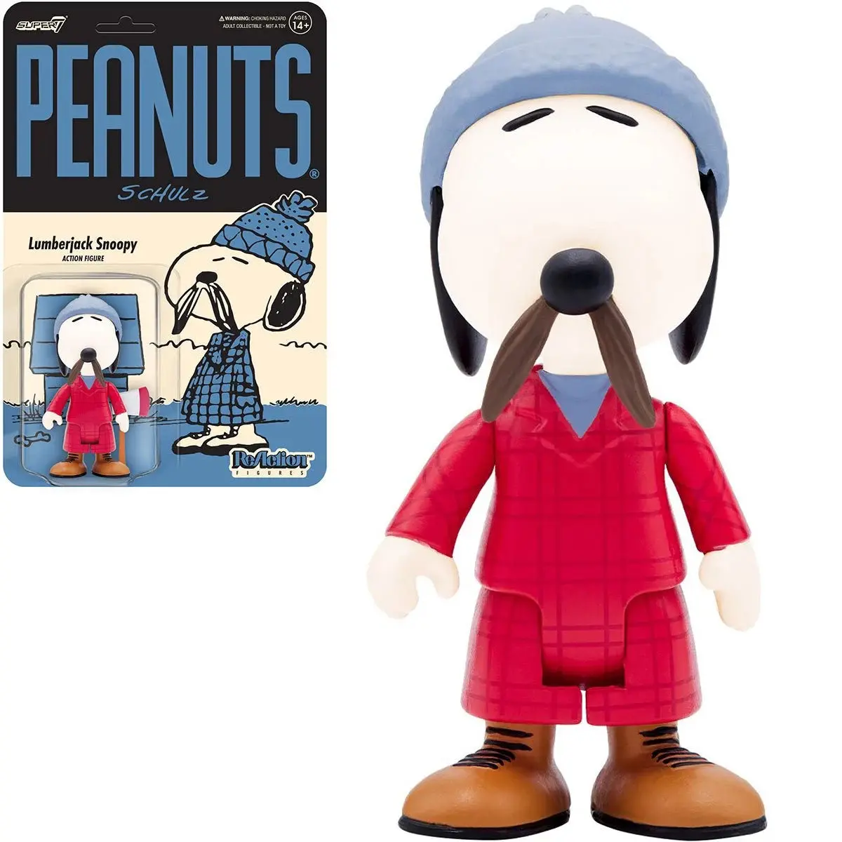 Super7 Reaction Figures - Peanuts - Lumberjack Snoopy Action Figure (81709) Low Stock 1