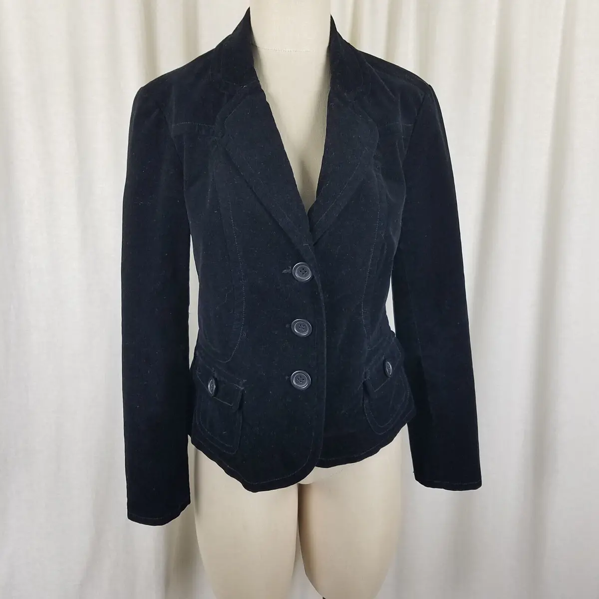 Vintage Bass Black Velvet Jacket Blazer Womens S Riding Equestrian 3 Button 1