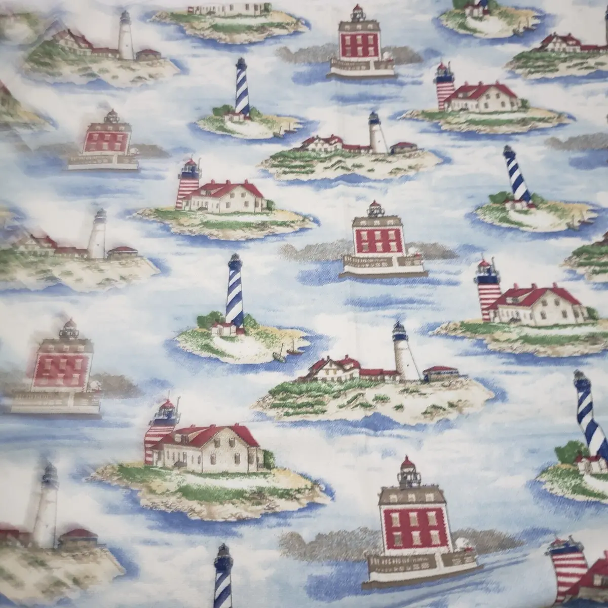 Waverly Vintage Coastal Watch Lighthouse Fabric 100% Cotton Material Nautical 2+ 1