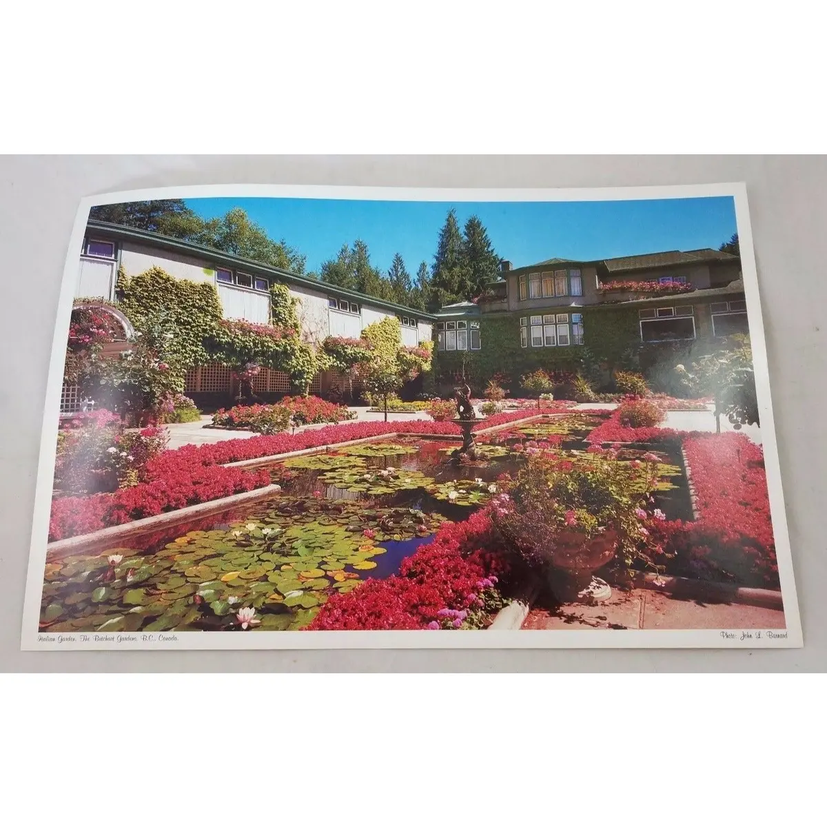 Vintage Scenic Laminated Photos Placemat Travel Souvenir Butchart Gardens Canada 1