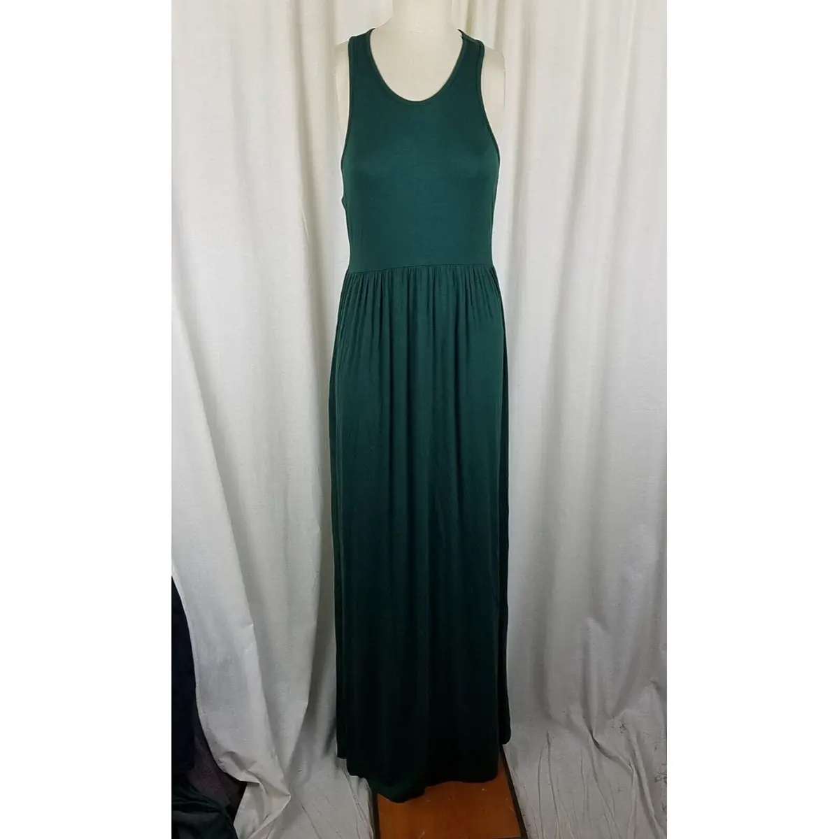 Grecerelle Gc Jersey Knit Stretch Fit & Flare Maxi Twirl Tank Dress Womens L 1