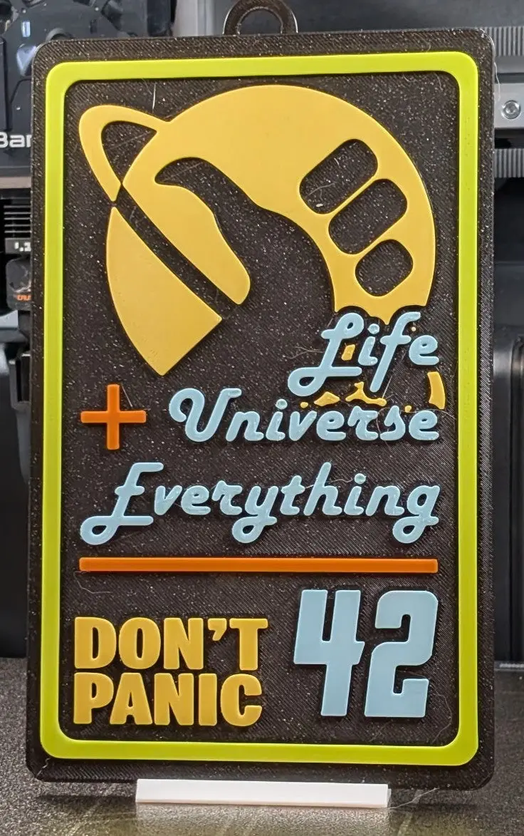 Novelty Hitchhikers Guide To The Galaxy Sign: Life+Universe+Everything=42 (Don't Panic) 9 X 5.3-Inch 1