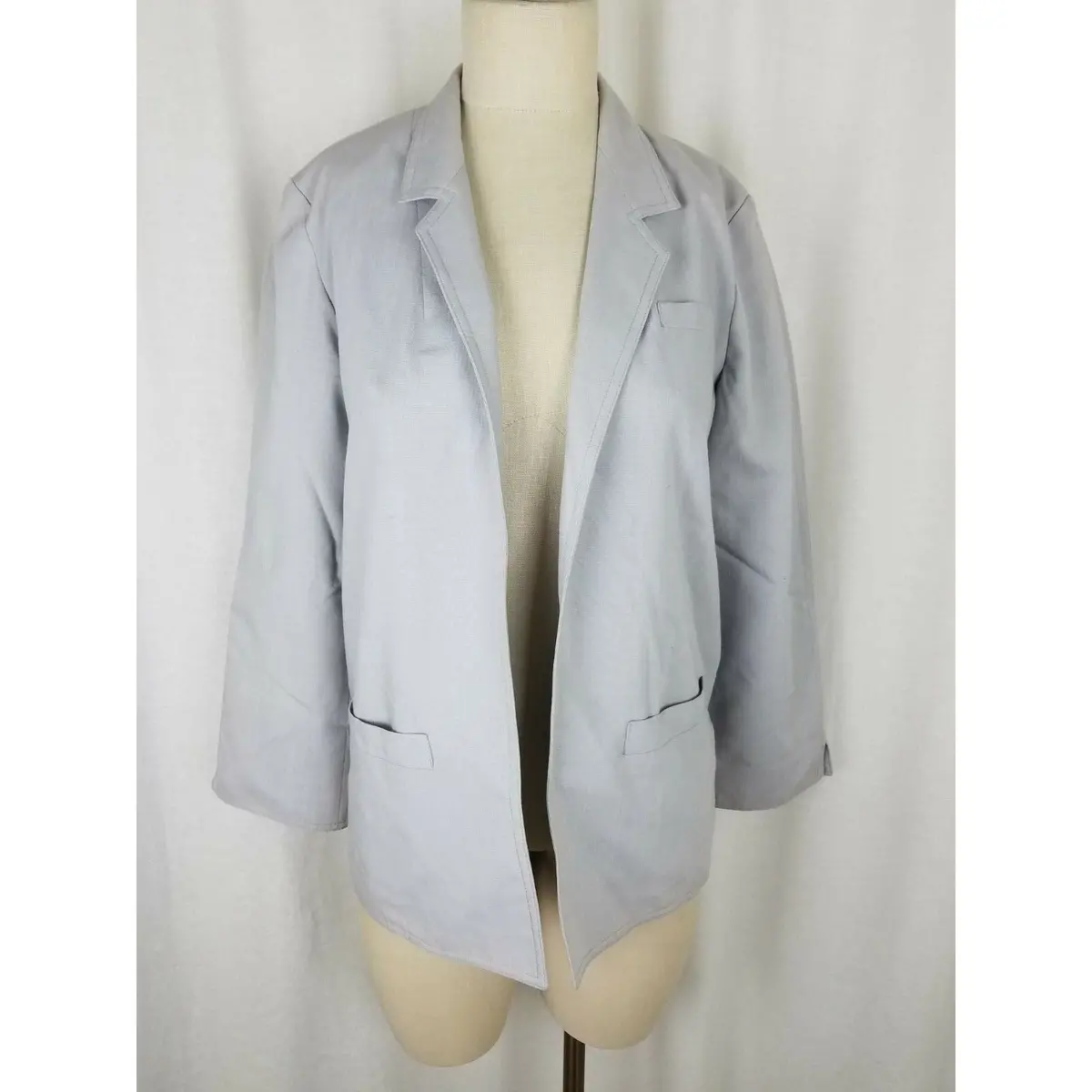 Vintage Prestige Of Boston Open Front Swing Wrap Blazer Jacket Womens 10 Gray 1
