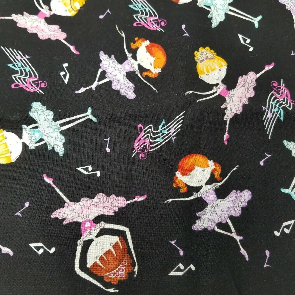 Bella-Rina Swizzle Sticks Studio Studio E Ballerina Black Pink Fabric 1.5 Yards 1