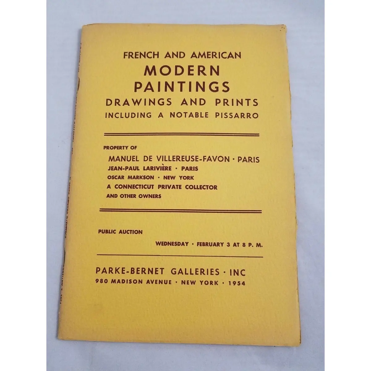 French & American Modern Paintings Drawings Parke-Bernet Auction Catalog Book 54 1