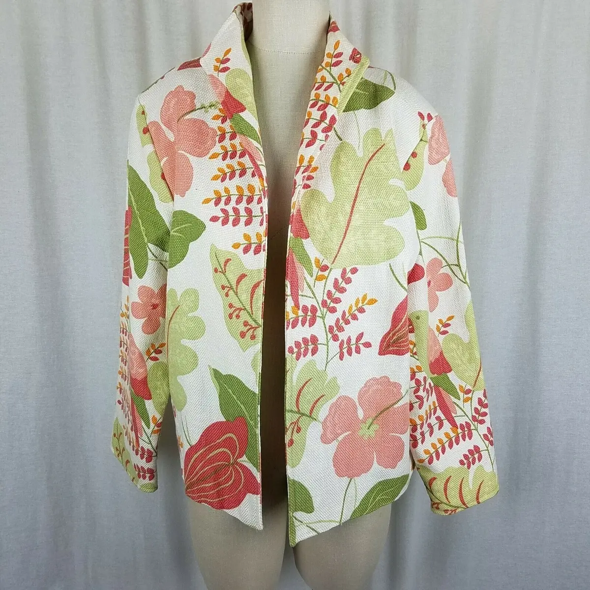 Painted Pony Woven Tapestry Bright Floral Blazer Jacket Womens M Uniquely Usa 1