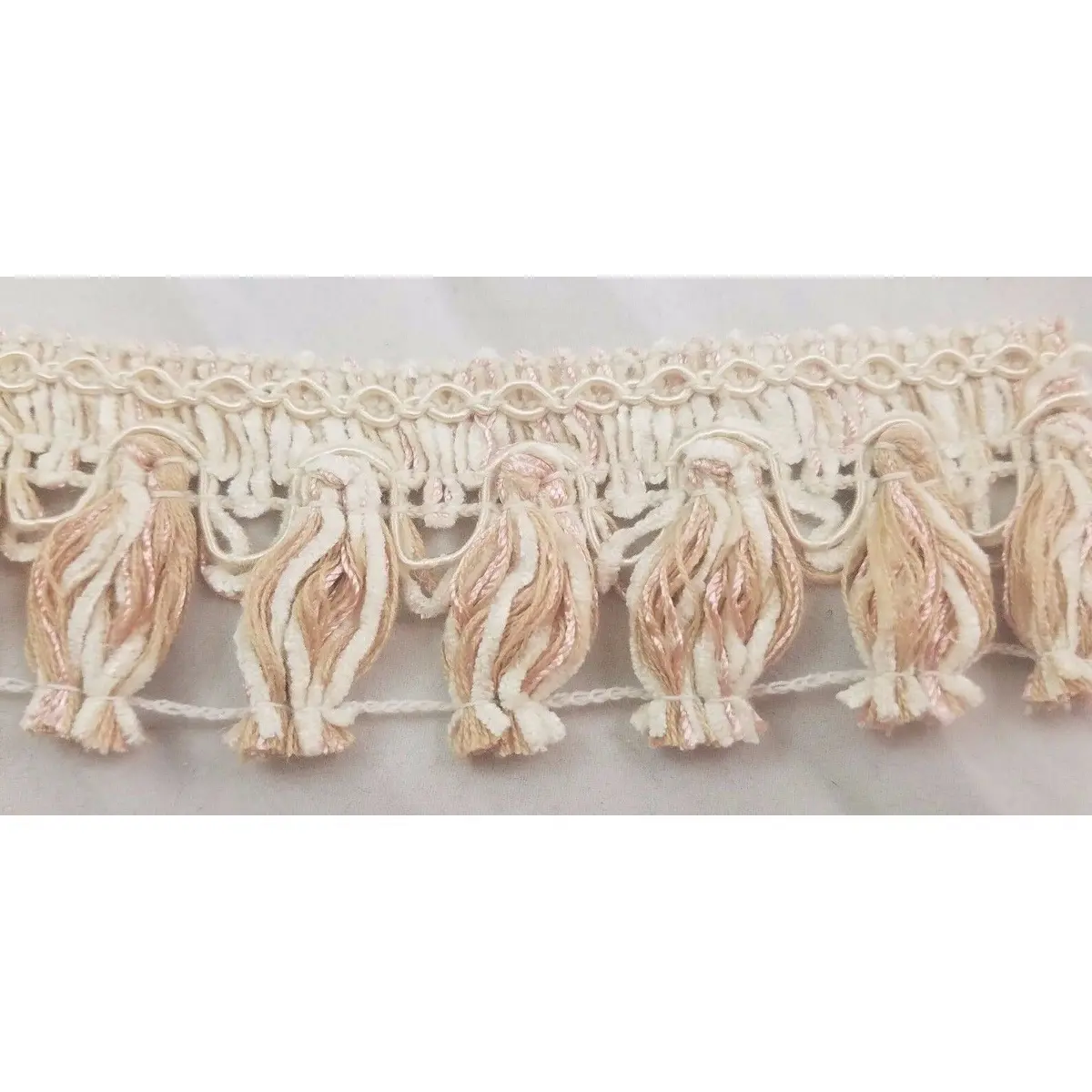 Chenille Tassel Fringe Sewing Trim Notions 2 Inches Wide X 4+ Yards Pink Cream 1