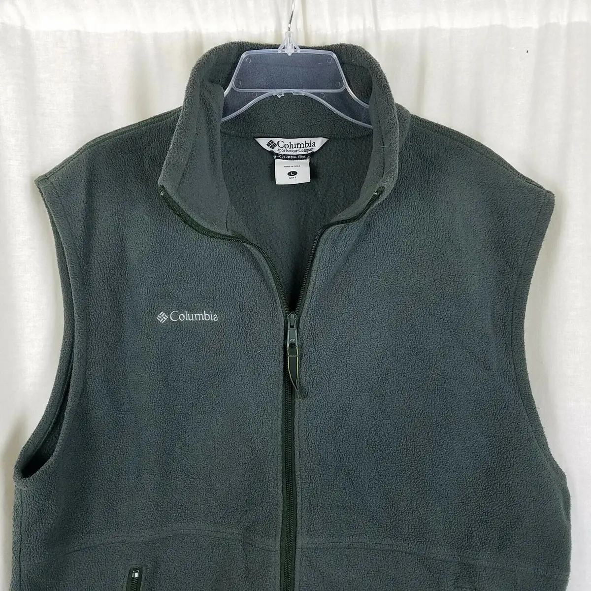 Columbia Fleece Vest Full Zip Up Lightweight Mens L Charcoal Outdoor Adventure 2