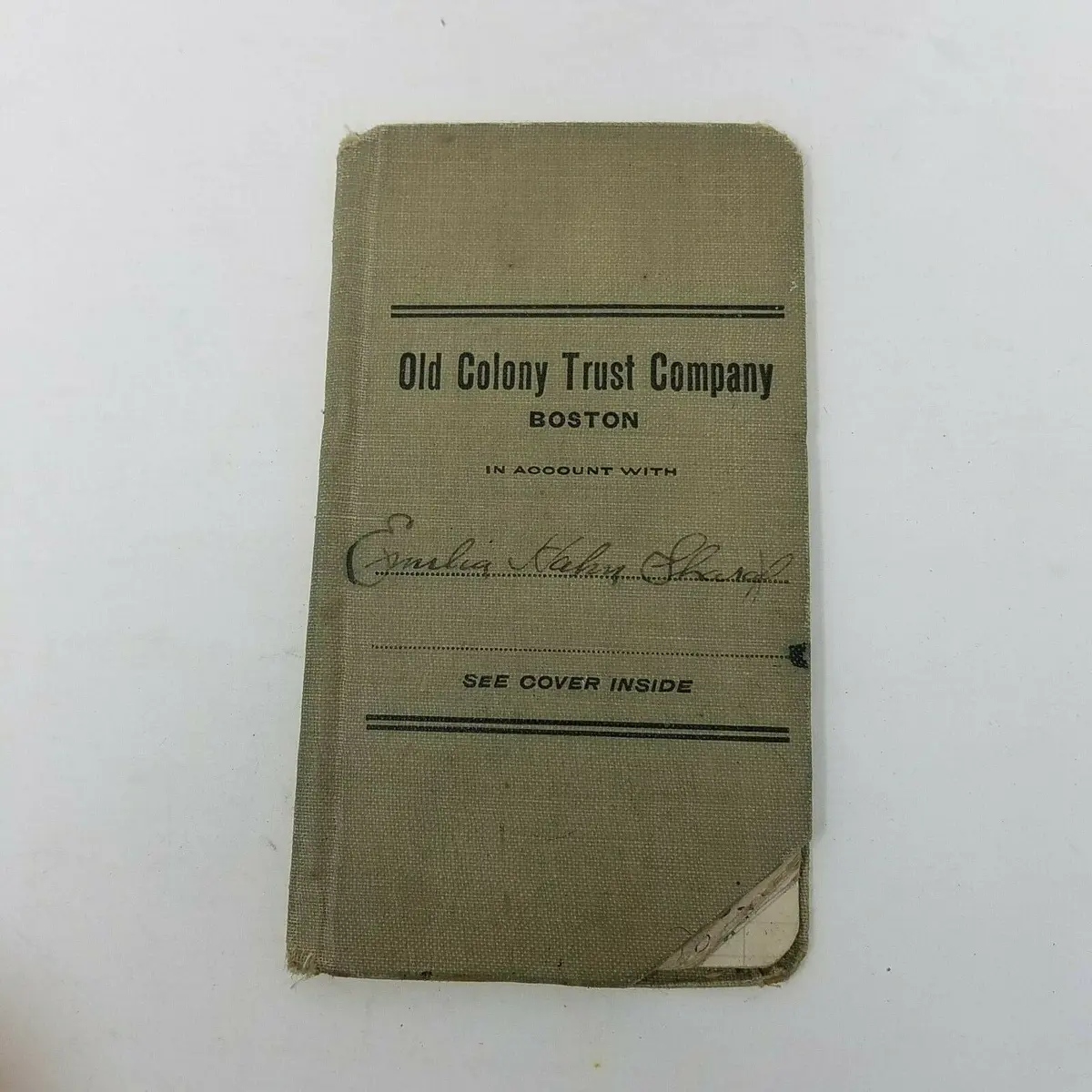 1920S Old Colony Trust Company Boston Bank Register Receipt Deposit Pass Book 5" 1