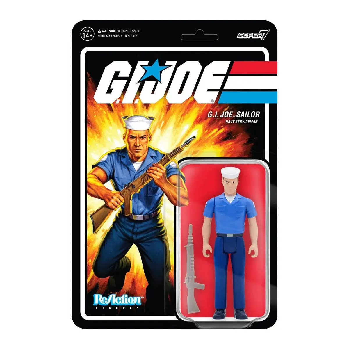 Super7 Reaction - G.I. Joe Sailor (Navy Serviceman) Blueshirt, Clean, Pink (Caucasian) Action Figure 81522 Low Stock 2