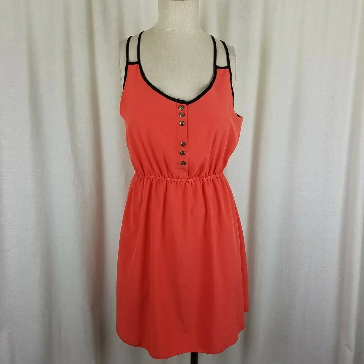 Pearl Cutout Strappy Blouson Summer Twirl Dress Womens M J6763 Usa Tangerine 1