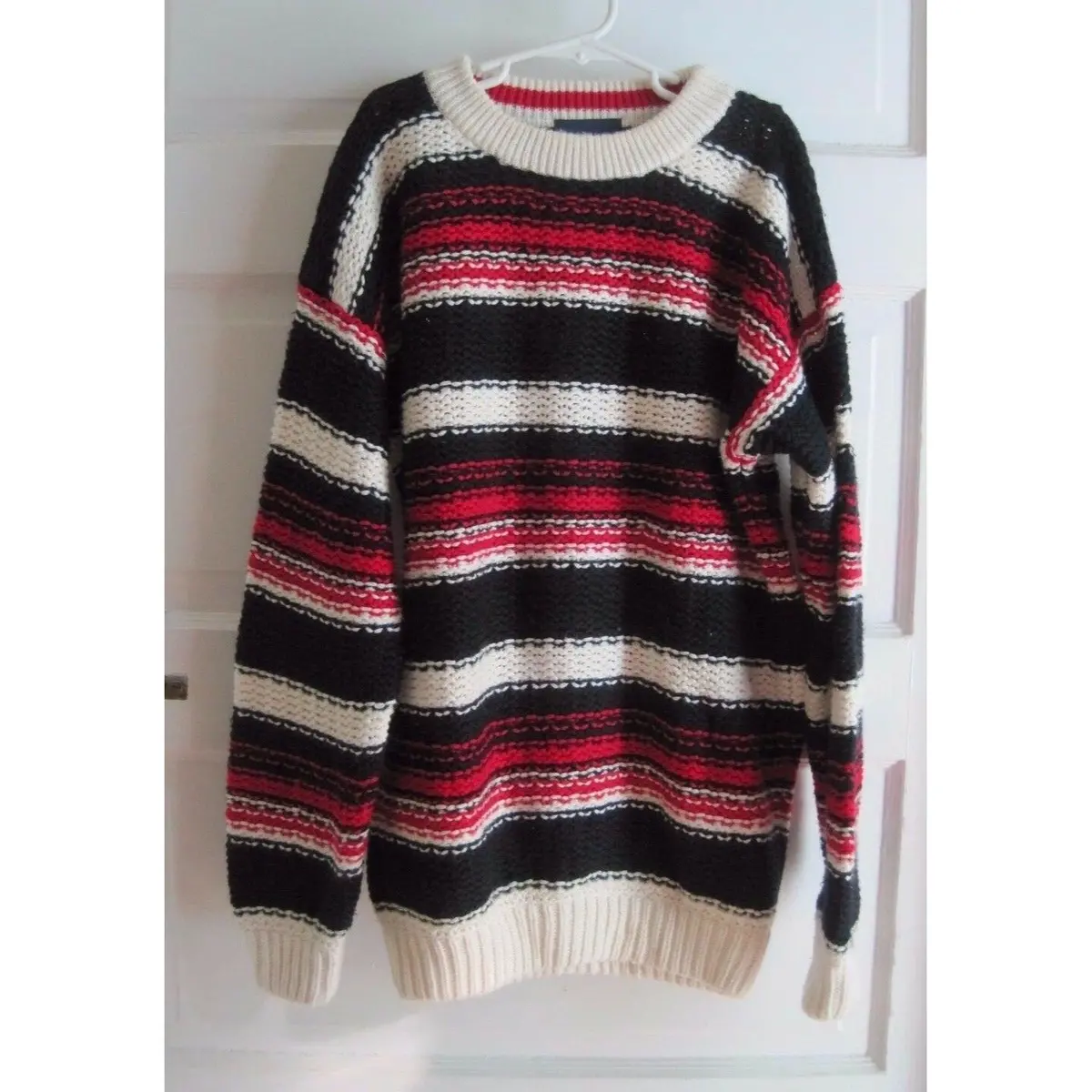 Bowen & Wright Striped Cable Knit Crewneck Pullover Sweater Boys Youth M 12 14 1