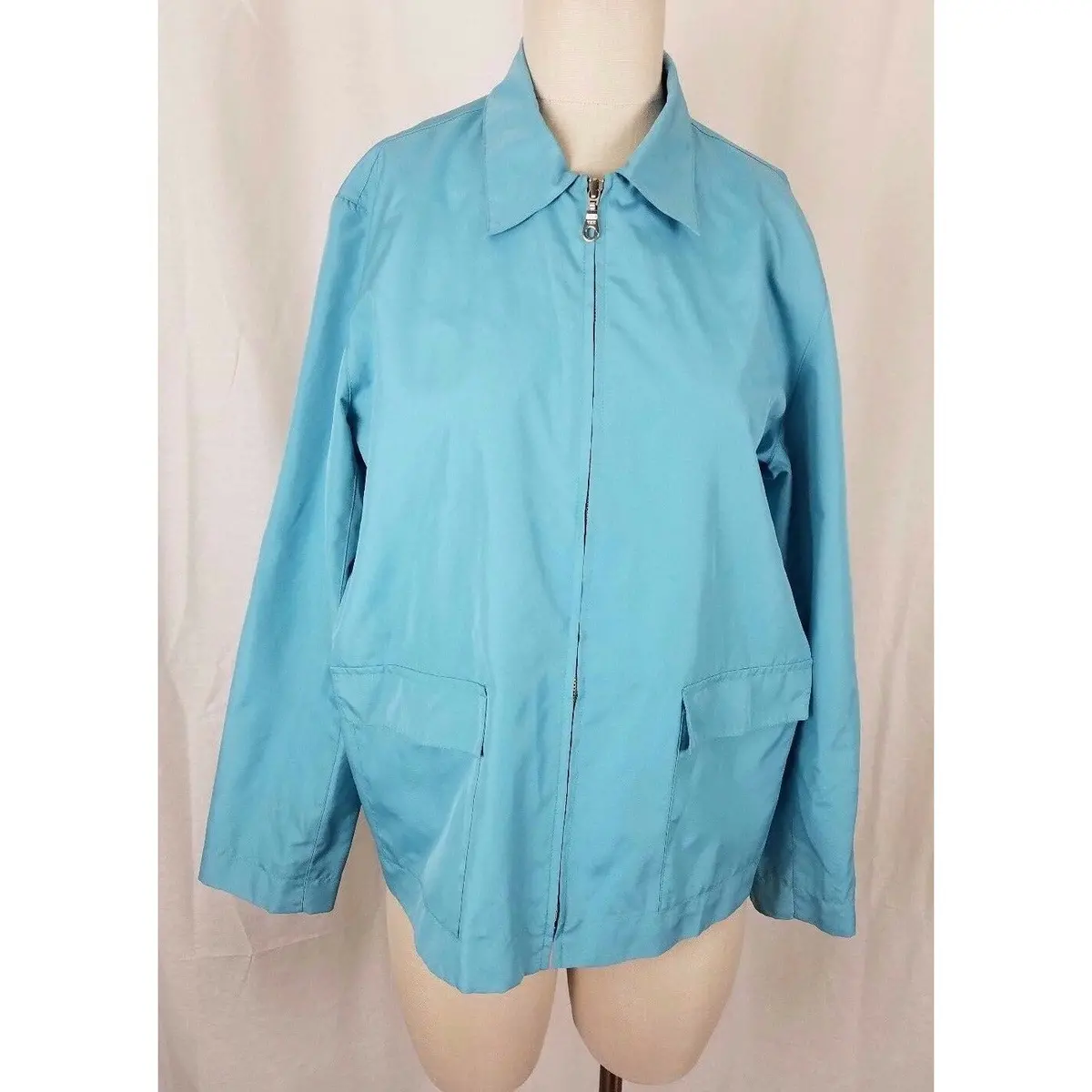 Casual Corner Lightweight All Weather Windbreaker Full Zip Up Jacket Womens M 1